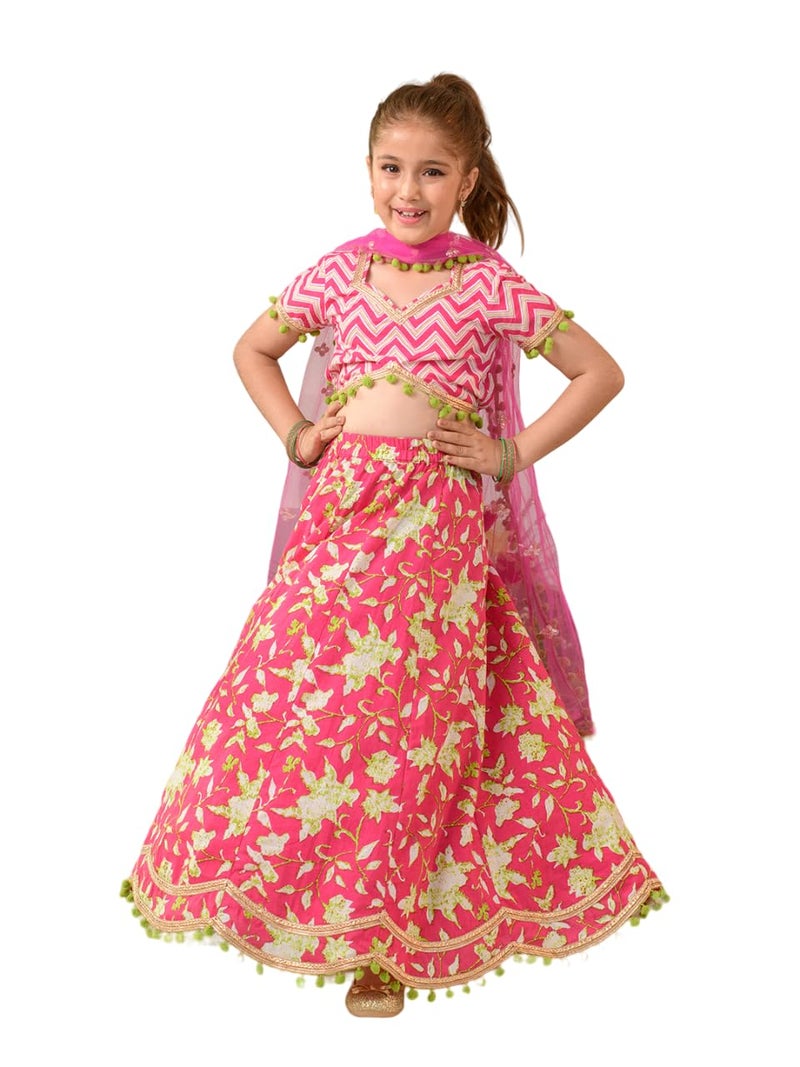 Pspeaches Girls Printed Ready To Wear Lehenga Choli With Dupatta - Image 5