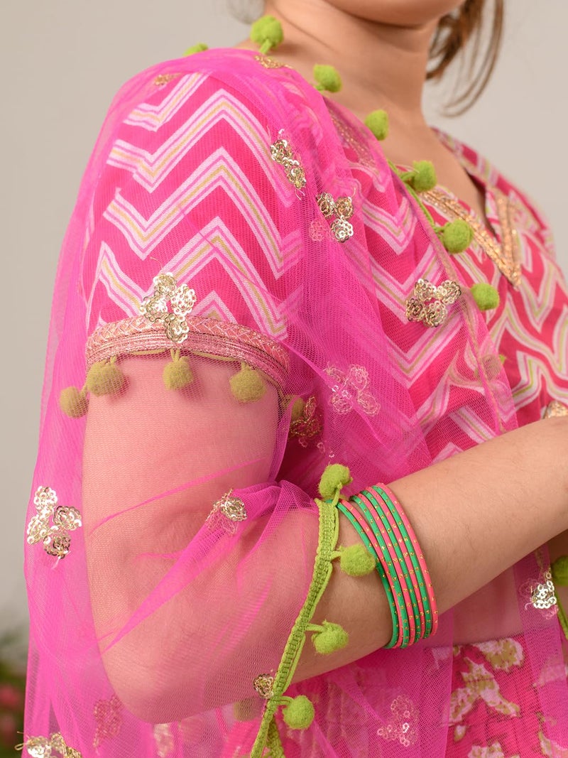 Pspeaches Girls Printed Ready To Wear Lehenga Choli With Dupatta - Image 4