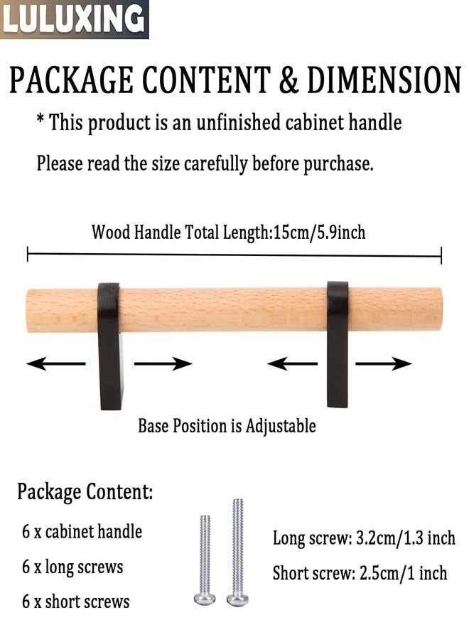 luluxing Adjustable Wood Cabinet Handles,Unfinished DIY Pulls,Adjustable Double Hole Distance Handles,Modern Kitchen Wardrobe Drawer Pulls 6Pcs Adjustable Wood Cabinet Handles（6pcs Adjustable） - Image 2