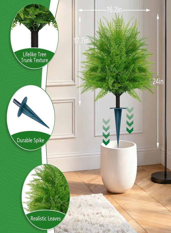 Grooy Artificial Fern Topiary Ball with Ground Spike, Set of 2 Faux Boston Fern Plants Shrub, Fake UV Resistant Evergreen Bushes for Porch Garden Indoor Outdoor Decor - Image 3