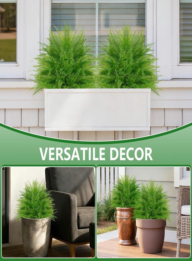 Grooy Artificial Fern Topiary Ball with Ground Spike, Set of 2 Faux Boston Fern Plants Shrub, Fake UV Resistant Evergreen Bushes for Porch Garden Indoor Outdoor Decor - Image 4