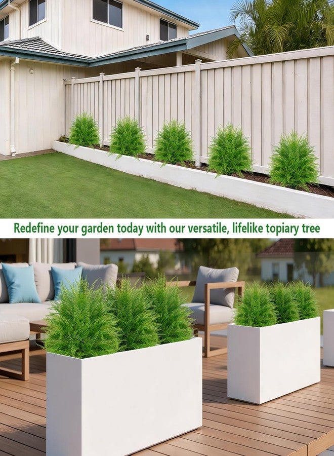 Grooy Artificial Fern Topiary Ball with Ground Spike, Set of 2 Faux Boston Fern Plants Shrub, Fake UV Resistant Evergreen Bushes for Porch Garden Indoor Outdoor Decor - Image 5