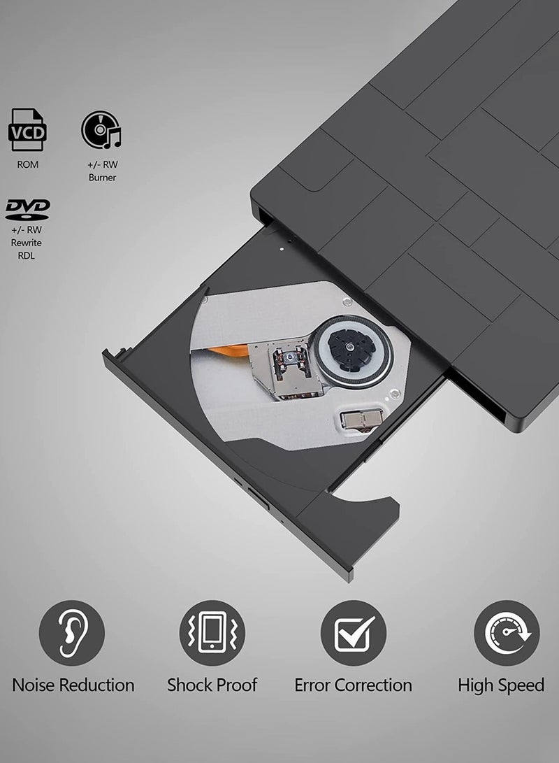 LEOKOR External CD/DVD Drive,7-IN-1 USB 3.0 Slim Portable DVD Player,CD ROM Burner,Writer,and External Disk Drive Optical Compatible with Laptop Desktop PC Windows Mac Linux OS (BLACK) - Image 3