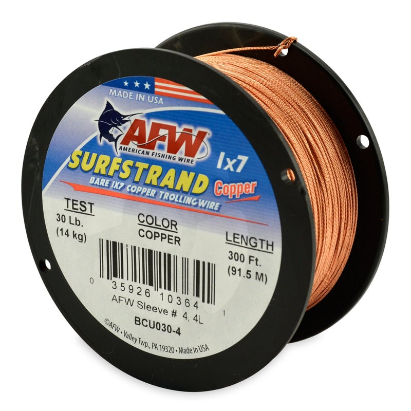 AFW American Fishing Wire Surfstrand Copper 1x7 Bare Trolling Wire, Copper Color, 30 Pound Test, 300-Feet - Image 3