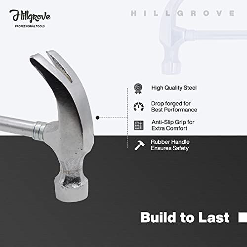 Hillgrove Durable Construction Metalworking Household Rubber Handle Straight Best Claw Hammer Repair Hand Woodworking Tool 10.5 inch Curved Claw Hammer - Image 3