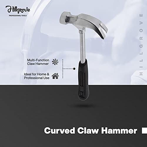 Hillgrove Durable Construction Metalworking Household Rubber Handle Straight Best Claw Hammer Repair Hand Woodworking Tool 10.5 inch Curved Claw Hammer - Image 2
