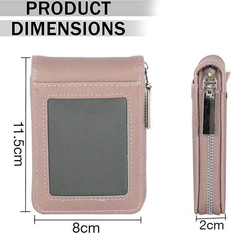 Storite PU Leather 9 Slot Vertical Credit Debit Card Holder Money Wallet Zipper Coin Purse for Men Women (Peach Pink - 11.5 x 2 x 8 Cm) - Image 2