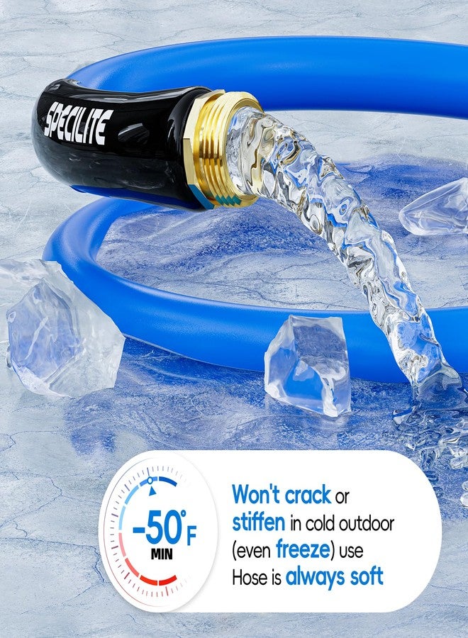 SPECILITE Hot/Cold Water Hose 50 ft, Graden Hose -50℉ To 190℉, Heavy Duty,Flexible,Burst 605 Psi, Lightweigh, 5/8" Upgraded Rubber Hose With 3/4" Brass Fittings For Backyard, Outdoor, Farm, Blue - Image 3