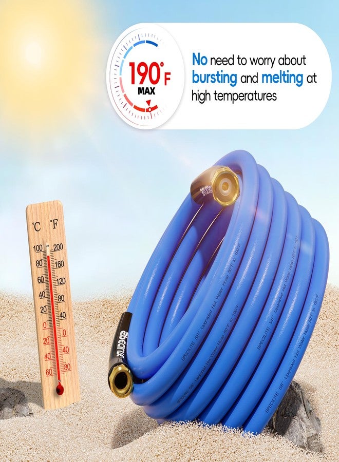 SPECILITE Hot/Cold Water Hose 50 ft, Graden Hose -50℉ To 190℉, Heavy Duty,Flexible,Burst 605 Psi, Lightweigh, 5/8" Upgraded Rubber Hose With 3/4" Brass Fittings For Backyard, Outdoor, Farm, Blue - Image 2