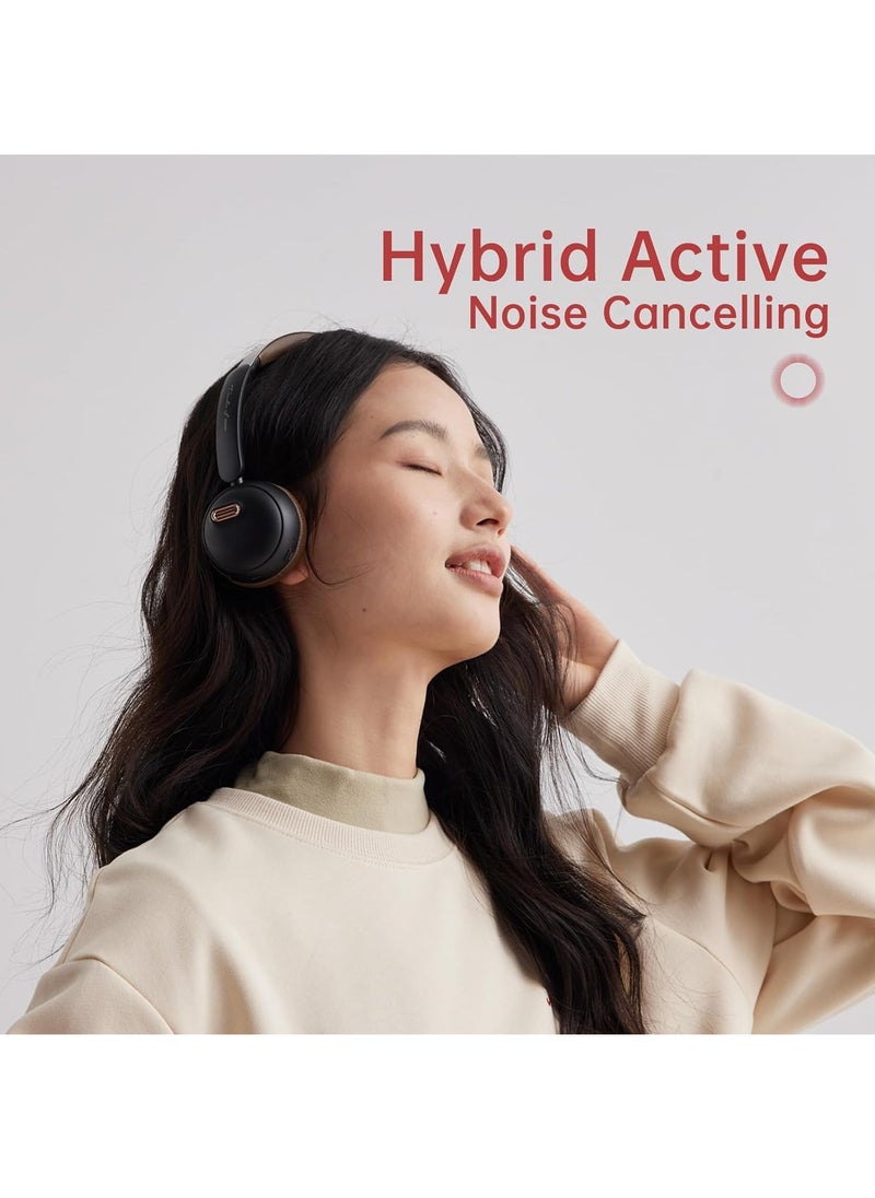 fingertime - Retro Headphones, Old School Style Headset, Hybrid Active Noise Cancelling, On-Ear Design with Bluetooth V5.4, Up to 60 Hours of Playtime, Built-in Microphone for Seamless Calls - Image 1