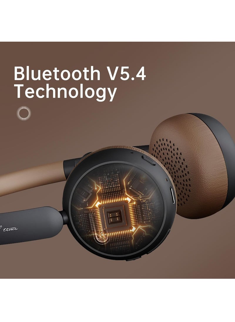 fingertime - Retro Headphones, Old School Style Headset, Hybrid Active Noise Cancelling, On-Ear Design with Bluetooth V5.4, Up to 60 Hours of Playtime, Built-in Microphone for Seamless Calls - Image 1