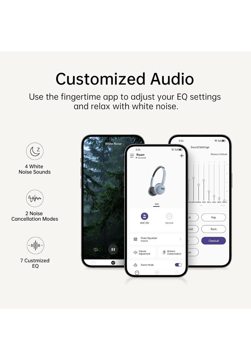 fingertime - Retro Headphones, Old School Style Headset, Hybrid Active Noise Cancelling, On-Ear Design with Bluetooth V5.4, Up to 60 Hours of Playtime, Built-in Microphone for Seamless Calls - Image 1
