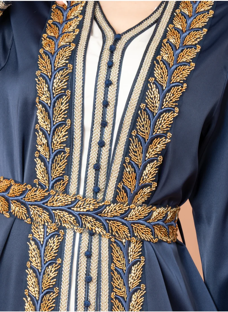 IKKXA Belted Elegant 2-Piece Kaftan IK2008 Blue