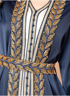 اكسا قفطان قطعتين مع حزام IK2008 ازرق  - Image 2