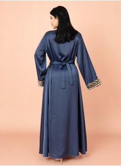اكسا قفطان قطعتين مع حزام IK2008 ازرق  - Image 4