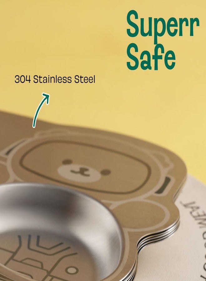 Basil Stainless Steel Spaceship Plate for Kids - Kids Plates for Food with 4 Compartments - Dinner Plates for Baby - Unbreakable Dinner Plates - Ideal for Birthday, Return Gifting - Tiger - Image 2