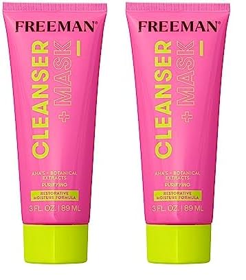 Freeman Restorative Facial Cleanser  Mask Moisturizing  Purifying CreamToFoam Face Wash Multipurpose Skincare to Deep Clean AHAs  Botanical Extracts Face Mask 3 floz 89 mL Tube 1 Count