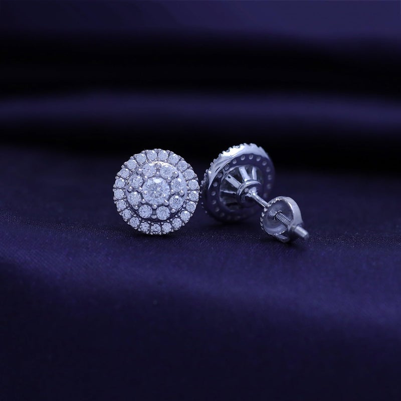 SAVEARTH DIAMONDS Halo Cluster Stud Earrings for Women Round Lab Created Moissanite Small Ear Studs with Screw Back in 14k White Gold Plated 925 Sterling Silver Jewelry Gift for Her - Image 5