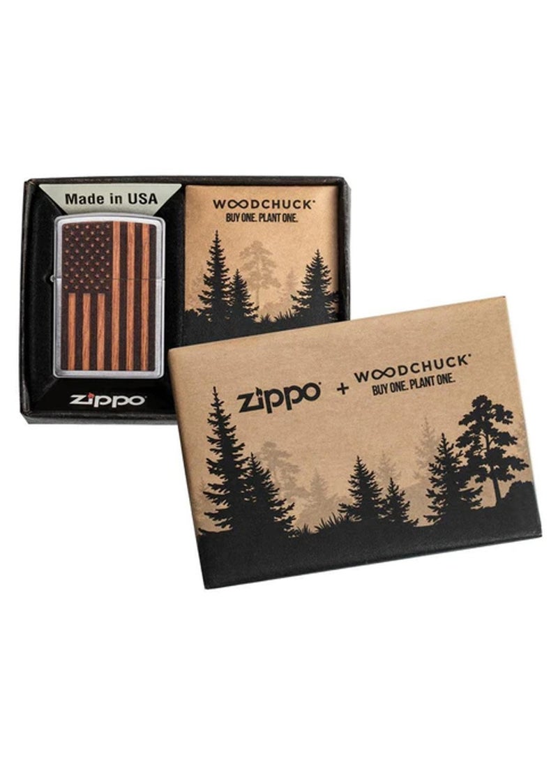 زيبو ولاعة وودشوك بطبعة علم الولايات المتحدة مصنوعة من خشب الماهوجني والكروم المصقول من زيبو - Image 5