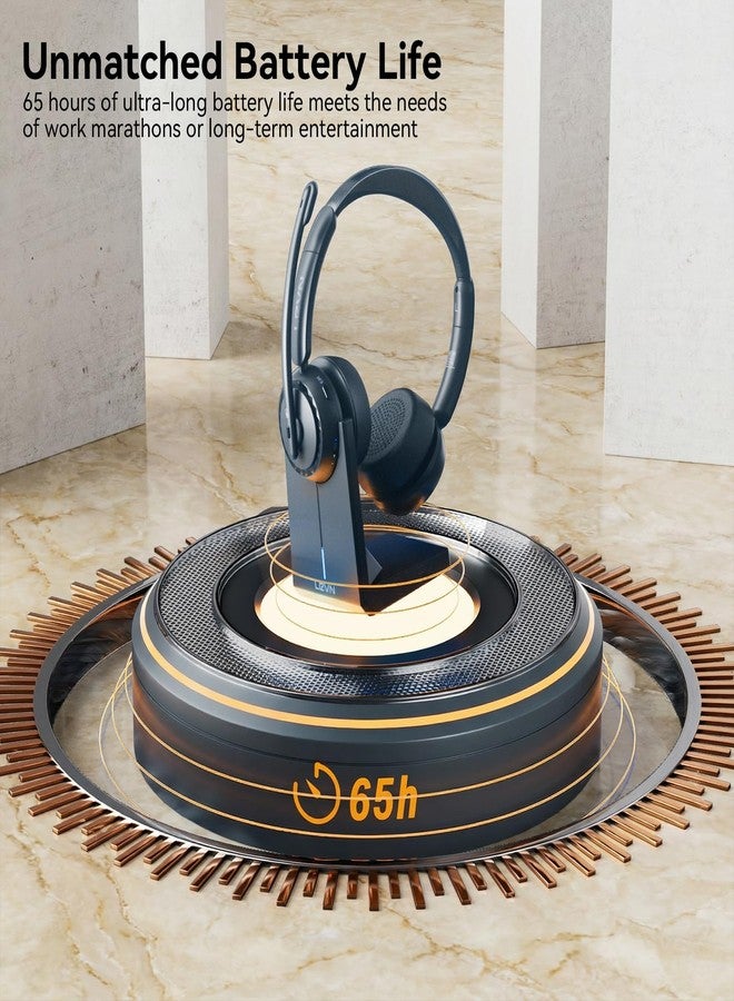 LEVN Wireless Headset, Wireless Headset with Mic for Work, AI Noise Cancelling, 65 Hrs Working Time, Bluetooth Headphones with Microphone from Computer/Call Center/Teams - Image 5