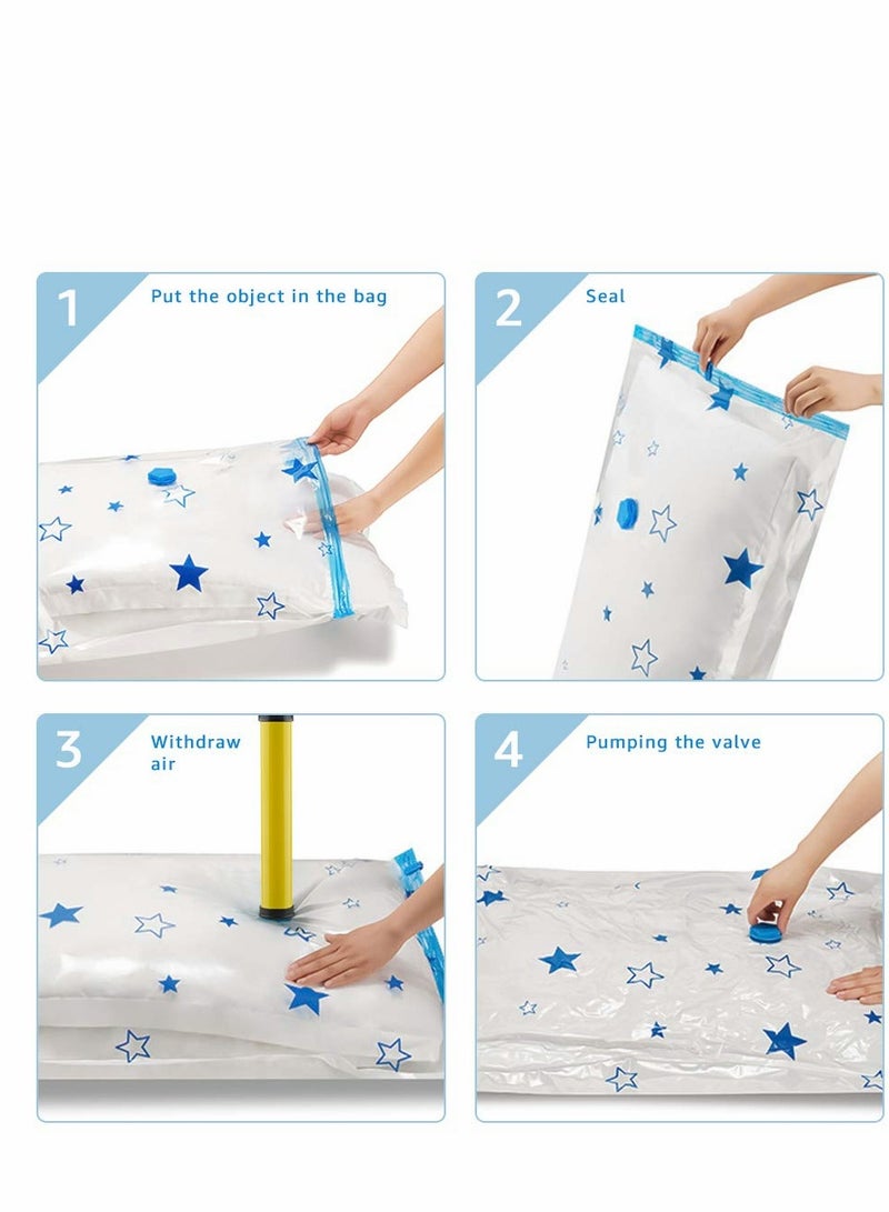 Vacuum Storage Bags 6 Bags Reusable Storage Bags Compression Storage Bags for Comforters Blankets Clothes Storage Hand Pump Included 2 Jumbo + 2 Extra Large + 2 Medium - Image 5
