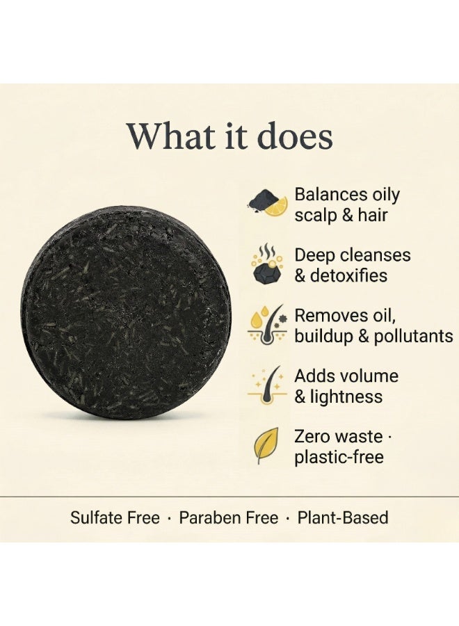 Nyrvana Activated Charcoal & Lime Shampoo Bar 80g (2.82 oz) | Clarifying for Oily Scalp | Deep Detox & Buildup Removal | Sulphate-Free Silicone-Free Colour-Safe - Image 3