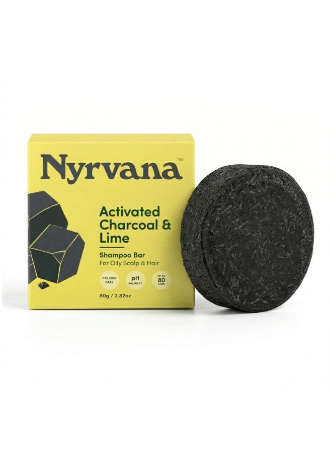 Nyrvana Activated Charcoal & Lime Shampoo Bar 80g (2.82 oz) | Clarifying for Oily Scalp | Deep Detox & Buildup Removal | Sulphate-Free Silicone-Free Colour-Safe - Image 1