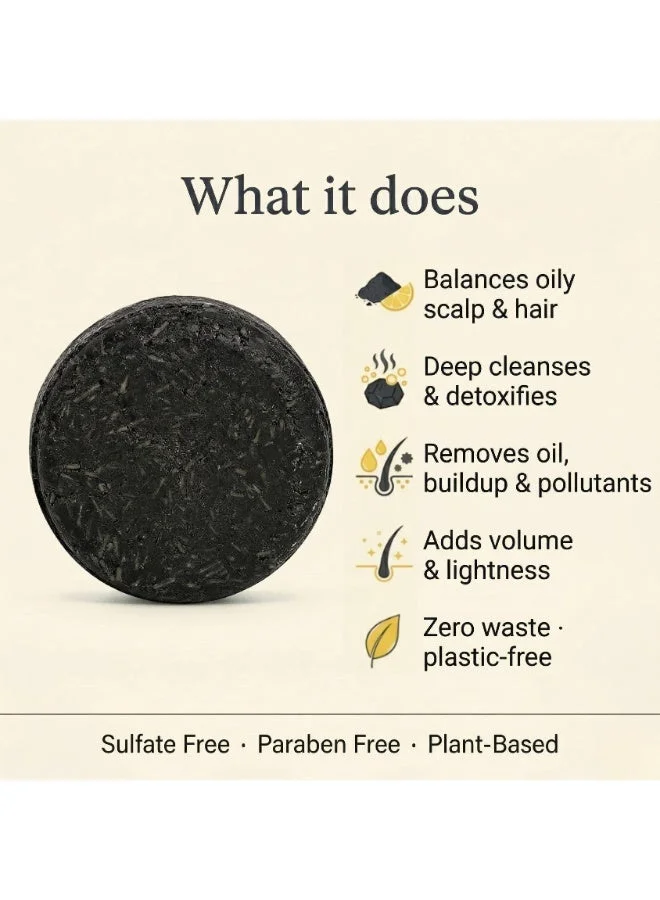 Nyrvana Nyrvana Clarifying Shampoo Bar - Activated Charcoal & Lime - For Oily Scalp - Sulphate & Silicone Free Solid Shampoo for Men & Women - 80g