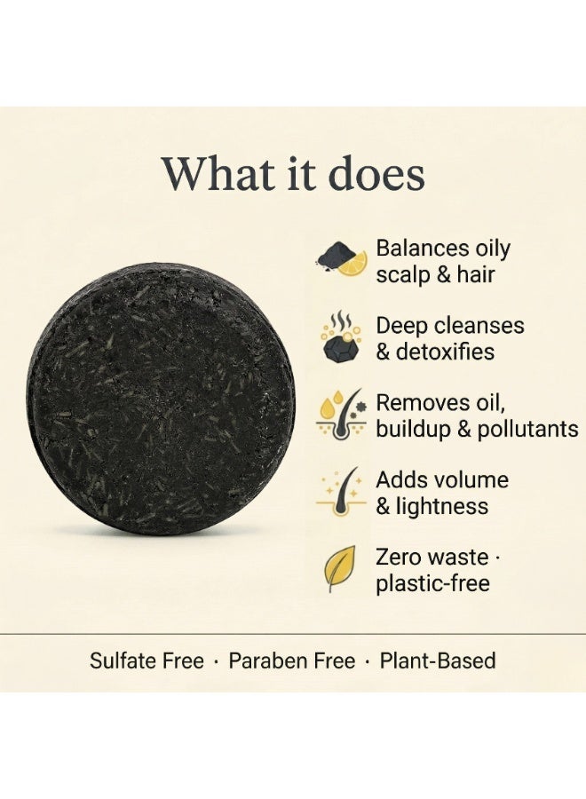 Nyrvana Clarifying Shampoo Bar - Activated Charcoal & Lime - For Oily Scalp - Sulphate & Silicone Free Solid Shampoo for Men & Women - 80g - Image 2