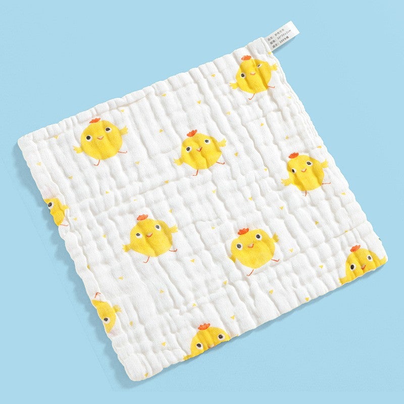 Six-Layer Pure Cotton Baby Washcloths Soft High-Density Small yellow chicken] 