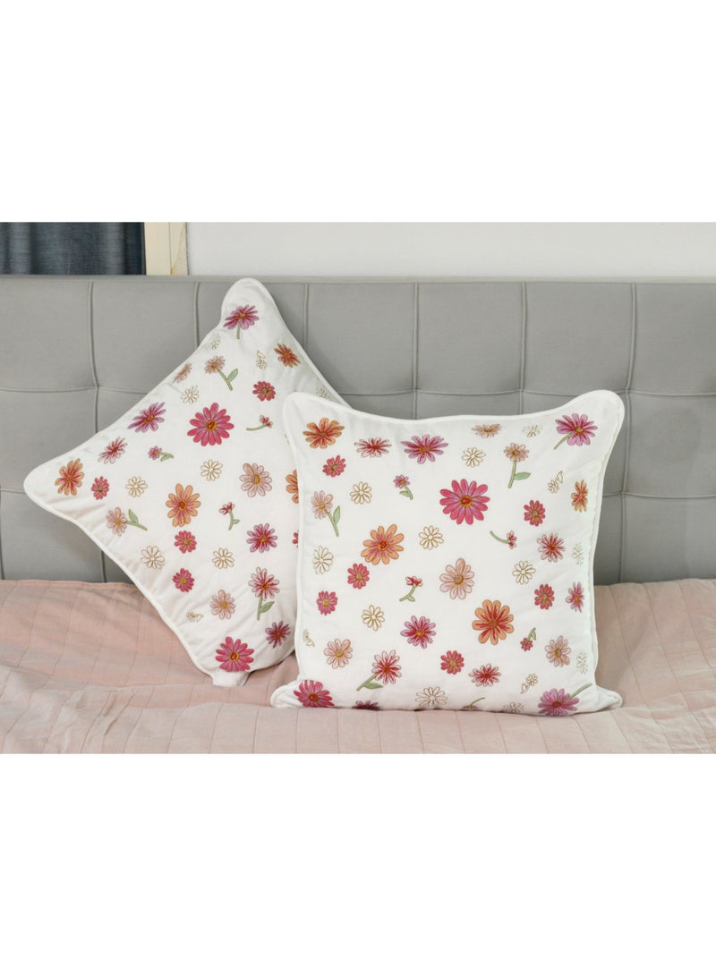 GOLD MANTIS Set Of 1 Muti-Daisy Embroidery Cushion Cover 45x45cm (18x18) – Decorative Throw Pillow Cover, Polyester Velvet, Invisible Zipper, Wrinkle/Fade-Resistant, Washable, Square, (WHITE) - Image 4