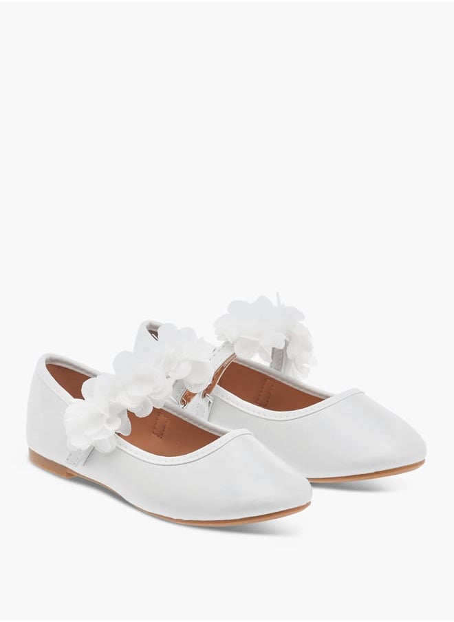 Flora Bella By Shoexpress Girls Flower Applique Ballerina Shoes with Hook and Loop Closure Ramadan Collection  - Image 1