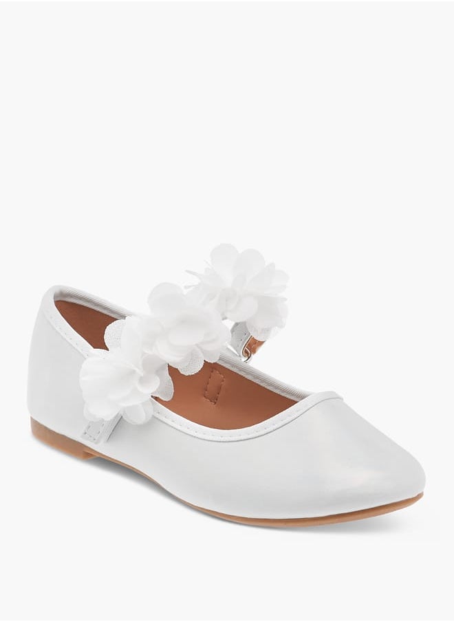 Flora Bella By Shoexpress Girls Flower Applique Ballerina Shoes with Hook and Loop Closure Ramadan Collection  - Image 2