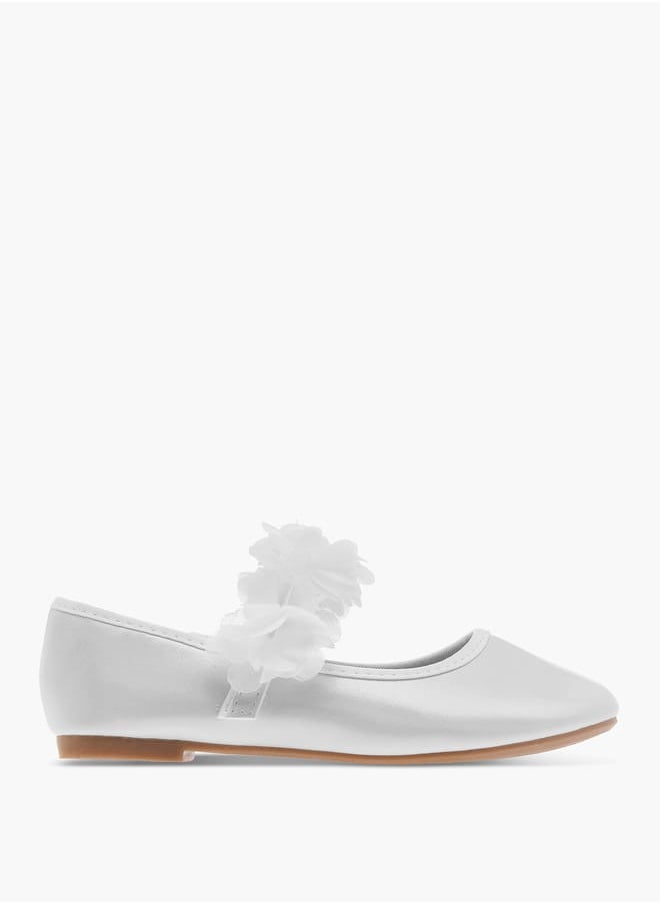 Flora Bella By Shoexpress Girls Flower Applique Ballerina Shoes with Hook and Loop Closure Ramadan Collection  - Image 3