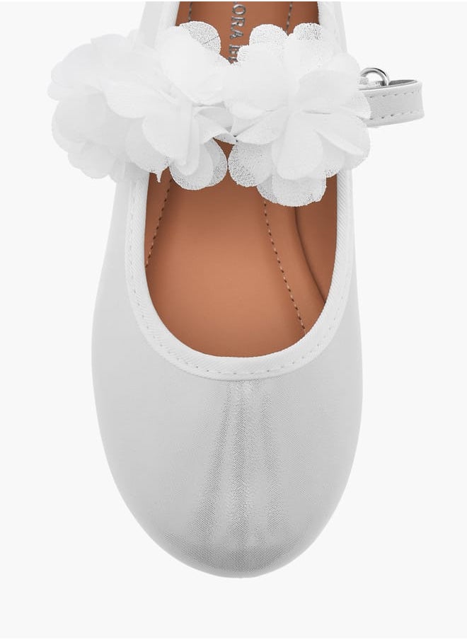 Flora Bella By Shoexpress Girls Flower Applique Ballerina Shoes with Hook and Loop Closure Ramadan Collection  - Image 4