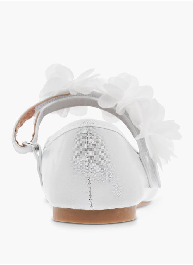 Flora Bella By Shoexpress Girls Flower Applique Ballerina Shoes with Hook and Loop Closure Ramadan Collection  - Image 5