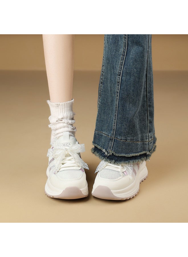 SAFIYA Saturday's Spring/autumn 2025 Breathable Mesh Trainers, Casual Sports Shoes, Versatile Platform White Sneakers For Women - Image 4