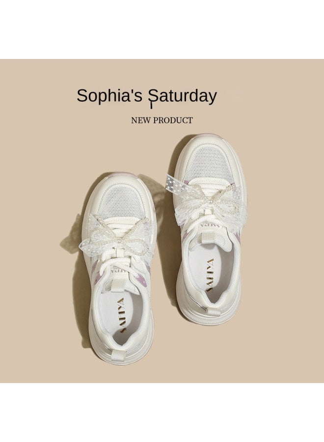 SAFIYA Saturday's Spring/autumn 2025 Breathable Mesh Trainers, Casual Sports Shoes, Versatile Platform White Sneakers For Women - Image 3