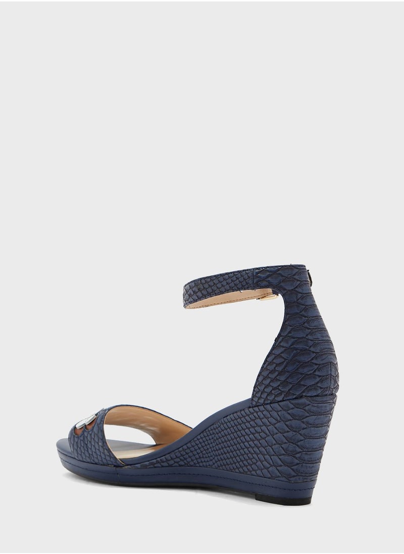 NINE WEST - Julian Ankel Strap Wedges - Image 1