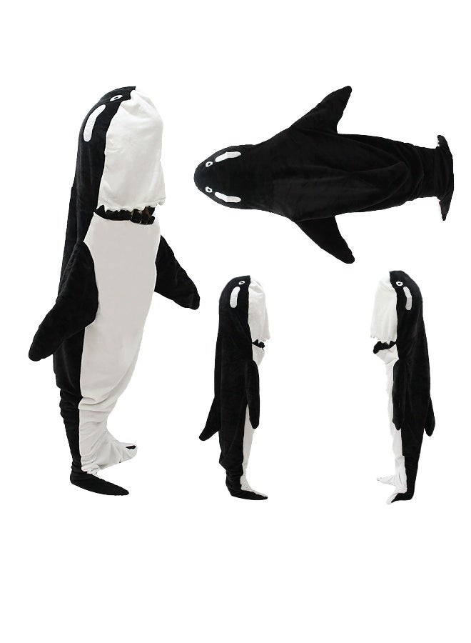 Wearable Whales Blanket, Wearable Shark Blanket Hoodie, Whale Blanket for Adult Kids, Super Soft Cozy Flannel Wearable Blanket Hoodie, for Girls Interesting Blanket Gifts, L  - Image 2