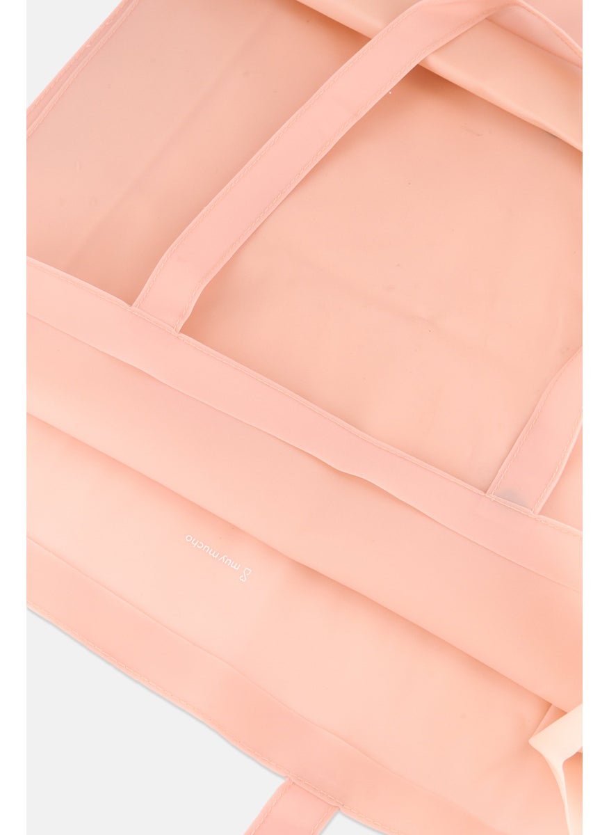 Muy Mucho Women Solid Tote Bag 44 H x 44  L x 14 W cm, Pink  - Image 3