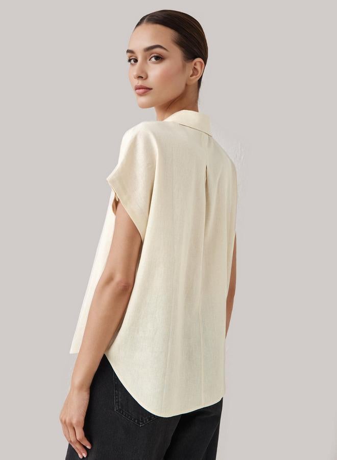 سبلاش فيڤ قميص كتان بقصة عادية - Image 3