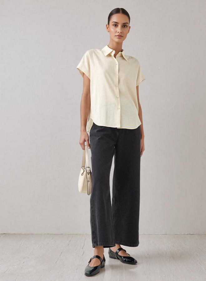 سبلاش فيڤ قميص كتان بقصة عادية - Image 2