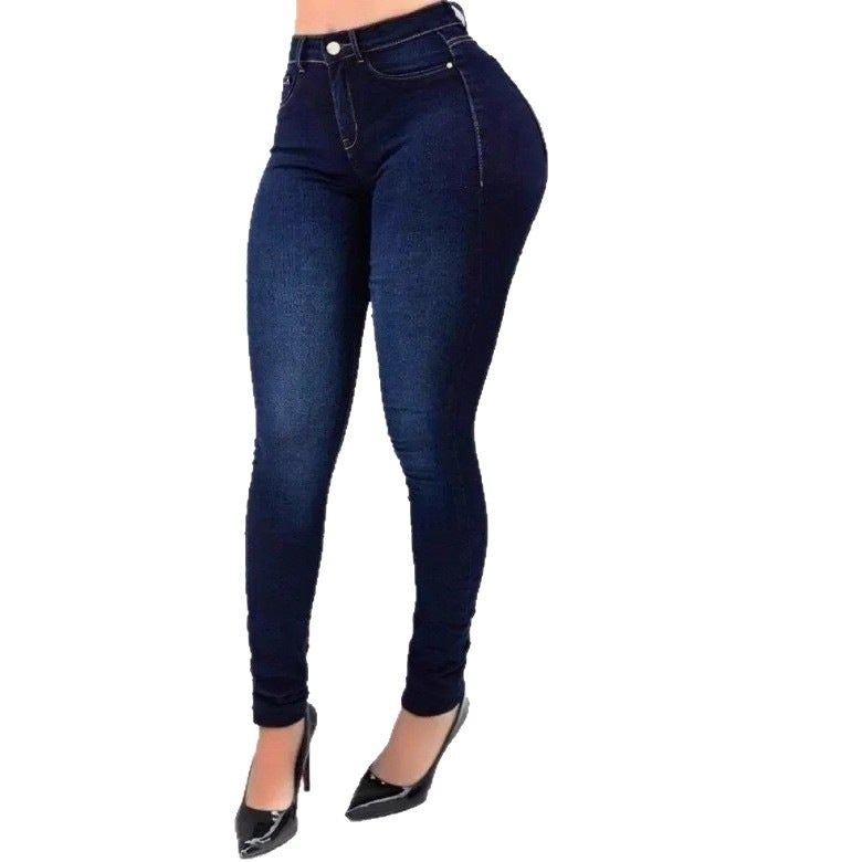 جينز نسائي عالي الخصر بقصة موم سكيني فيت مطاطي - Image 5