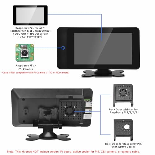 OSOYOO PiStudio Case Designed for Raspberry Pi Official 7" DSI Touchscreen (1st Gen 800x480) & OSOYOO 7" IPS 800×480 DSI Screen – Wall and Desk Mount Stand for Pi 5/4/3 – Friendly Durable Workstation - Image 4