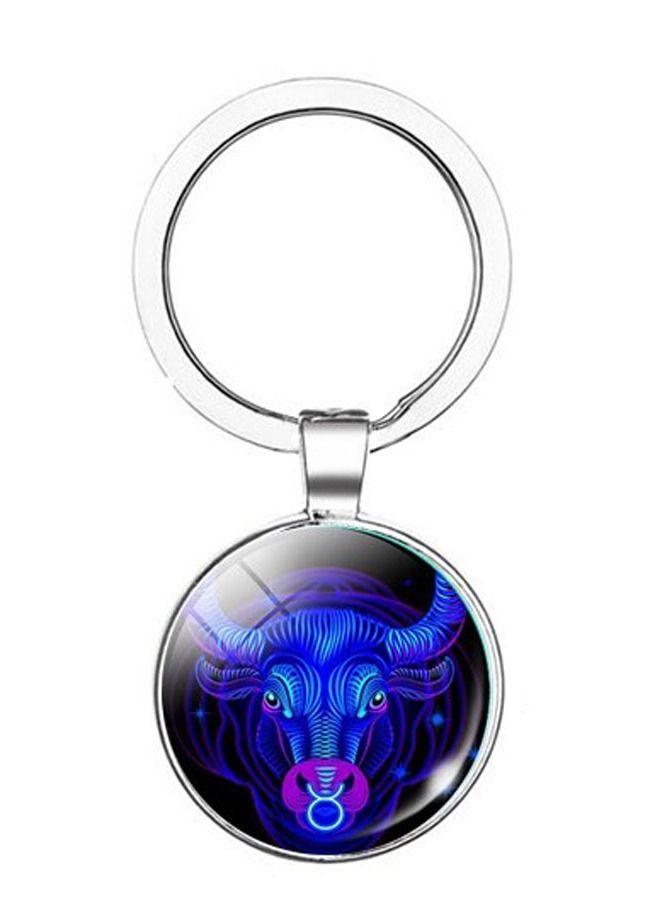 Taurus Zodic Style Keychain Silver/Blue - Image 1