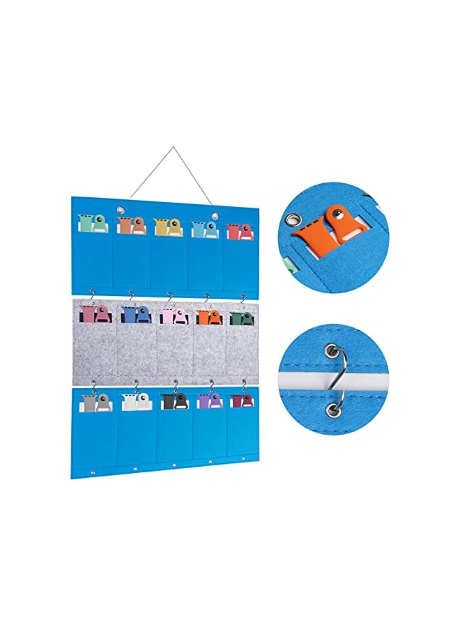 Raxoom Storage Bag, watch band Storage Bag, Glasses Storage Bag, Wall Mount Glasses Frame, Three-section construction, hanging organizer with 15 pockets, Suitable for Glasses, Watch Bands (blue) - Image 2