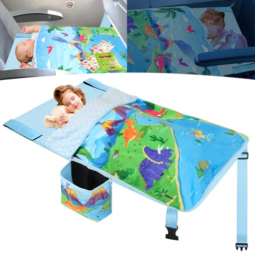 Gocozy Toddler Airplane Bed with Blanket Airplane Seat Extender for Kids Travel Essentials for Kids Dinosaur - Image 1