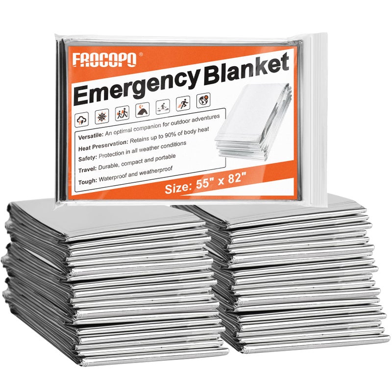 Frocopo 6 Pack Emergency Mylar Blanket, Emergency Blanket Space Blanket Survival Rescue Insulating Reflective foil kit Outdoors Hiking Camping Blanket Perfect for Outdoors, Hiking, Camping Survival - Image 1