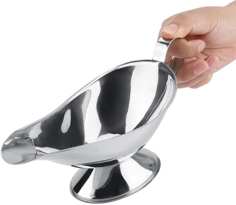 Sorandy Stainless Steel Sauce Boat, Ergonomic Handle Leak Proof Design, Oval Anti Skid Base Serving Boat, Ideal for Restaurant, Kitchen & Home Use (10 ounces) - Image 4